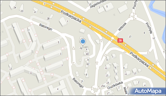 Krosno, Witosa Wincentego, 2h, mapa Krosna