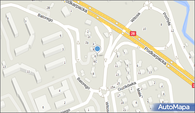 Krosno, Witosa Wincentego, 6a, mapa Krosna
