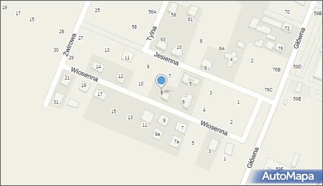 Krosno, Wiosenna, 8, mapa Krosna