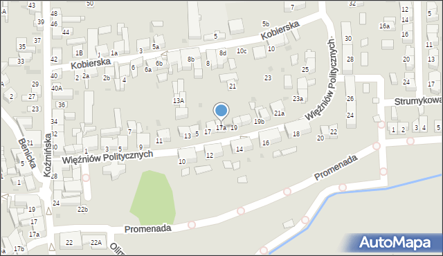 Krotoszyn, Więźniów Politycznych, 17a, mapa Krotoszyna