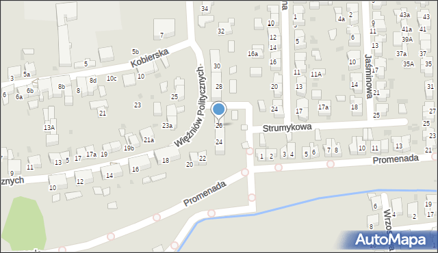 Krotoszyn, Więźniów Politycznych, 26, mapa Krotoszyna