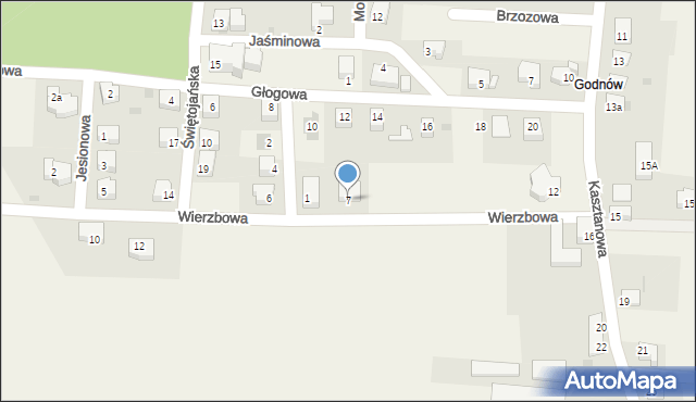 Kruszyn, Wierzbowa, 7, mapa Kruszyn