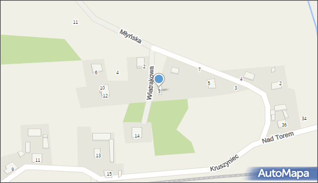 Kruszyniec, Wiatrakowa, 3, mapa Kruszyniec