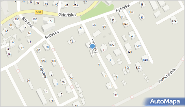 Krynica Morska, Wiślana, 4, mapa Krynica Morska