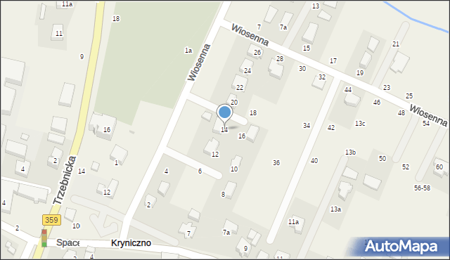 Kryniczno, Wiosenna, 14, mapa Kryniczno
