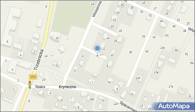 Kryniczno, Wiosenna, 6, mapa Kryniczno