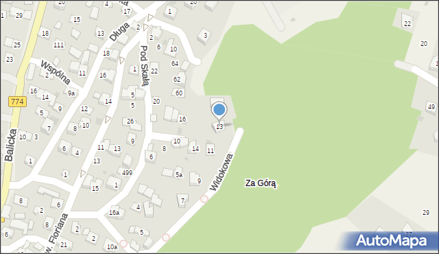 Kryspinów, Widokowa, 13, mapa Kryspinów