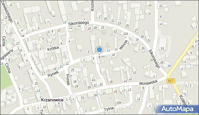 Krzanowice, Winna, 6, mapa Krzanowice