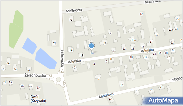 Krzywda, Wiejska, 1C, mapa Krzywda