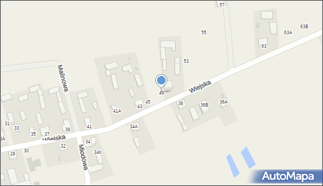 Krzywda, Wiejska, 49, mapa Krzywda