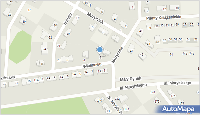 Książenice, Wiolinowa, 2, mapa Książenice