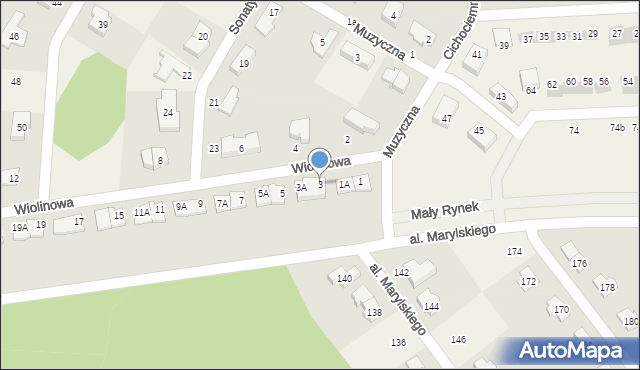 Książenice, Wiolinowa, 3, mapa Książenice