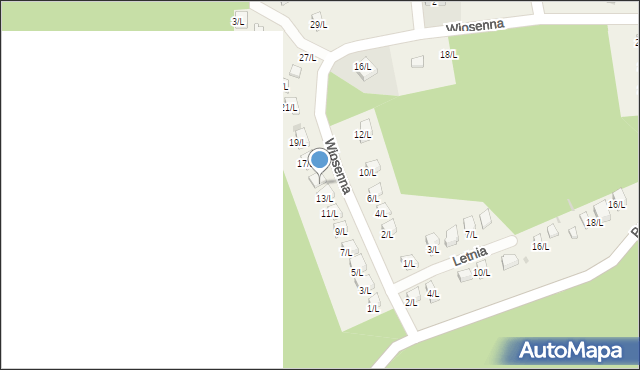 Księginice Małe, Wiosenna, 15/L, mapa Księginice Małe