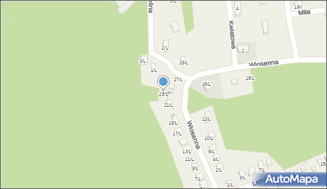 Księginice Małe, Wiosenna, 23/L, mapa Księginice Małe
