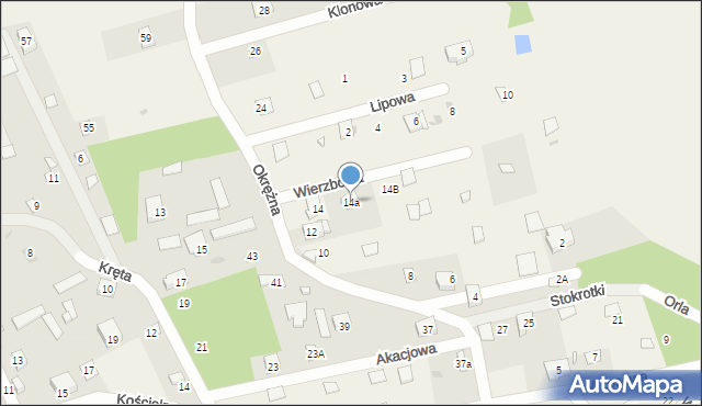 Kuligów, Wierzbowa, 14a, mapa Kuligów