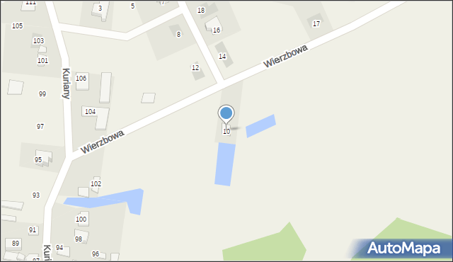 Kuriany, Wierzbowa, 10, mapa Kuriany