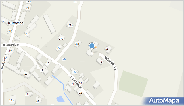Kurowice, Widokowa, 3, mapa Kurowice