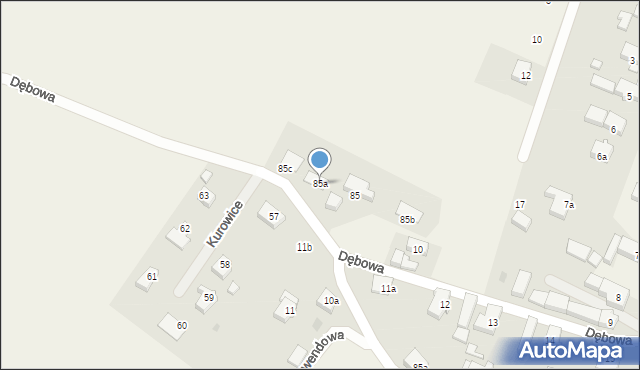 Kurowice, Wiśniowa, 85a, mapa Kurowice