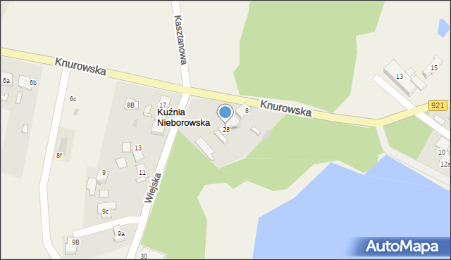 Kuźnia Nieborowska, Wiejska, 28, mapa Kuźnia Nieborowska