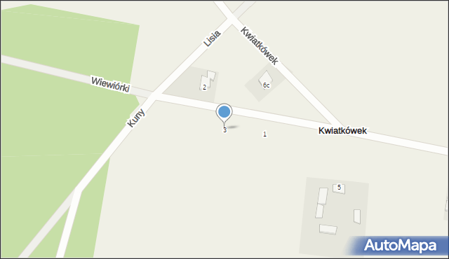 Kwiatkówek, Wiewiórki, 3, mapa Kwiatkówek