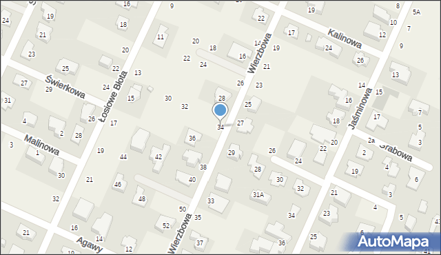 Kwirynów, Wierzbowa, 34, mapa Kwirynów