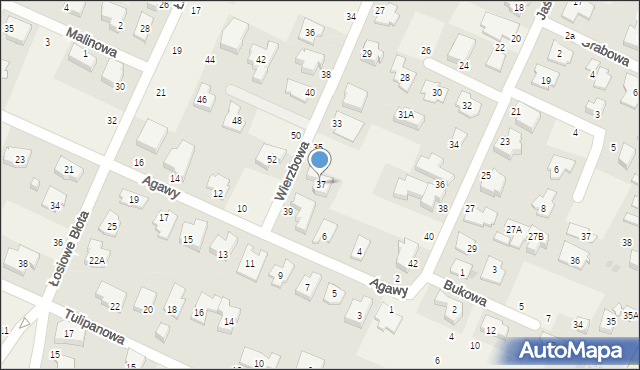 Kwirynów, Wierzbowa, 37, mapa Kwirynów