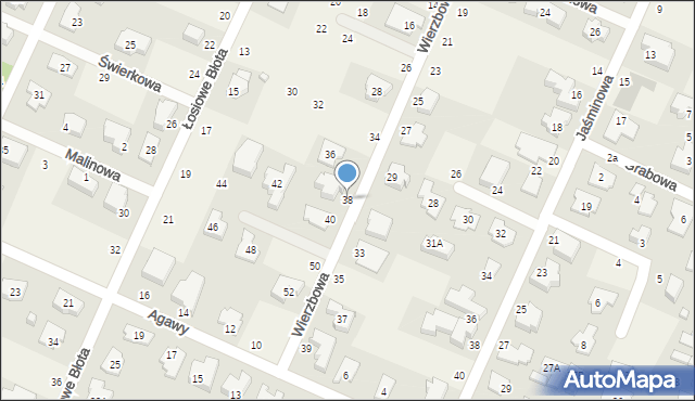 Kwirynów, Wierzbowa, 38, mapa Kwirynów