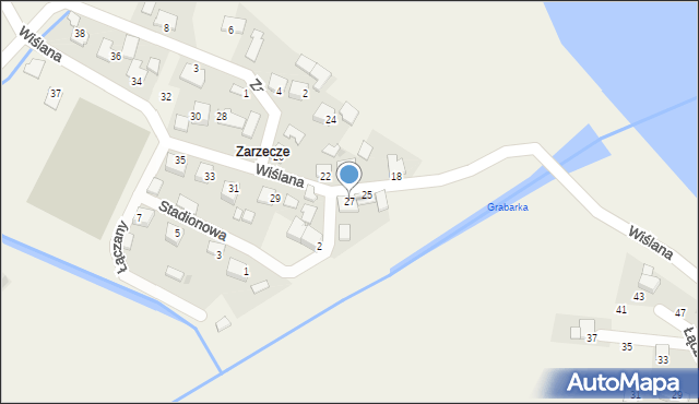 Łączany, Wiślana, 27, mapa Łączany