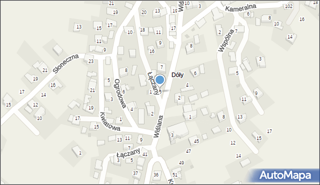 Łączany, Wiślana, 5, mapa Łączany