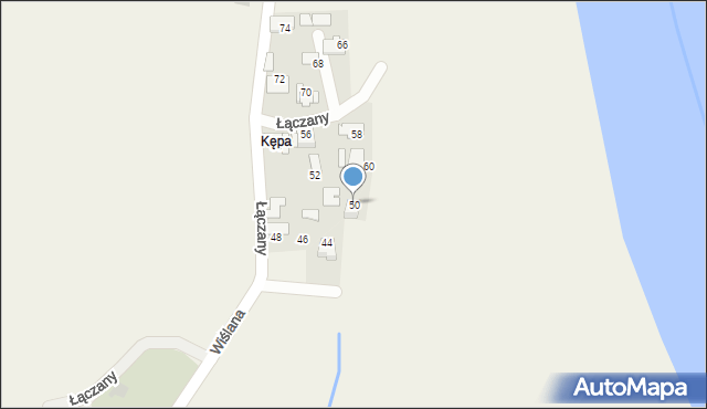 Łączany, Wiślana, 50, mapa Łączany