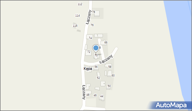 Łączany, Wiślana, 70, mapa Łączany