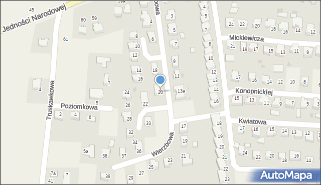 Łagiewniki, Wierzbowa, 20, mapa Łagiewniki