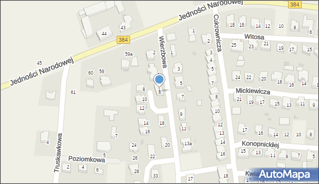 Łagiewniki, Wierzbowa, 6, mapa Łagiewniki