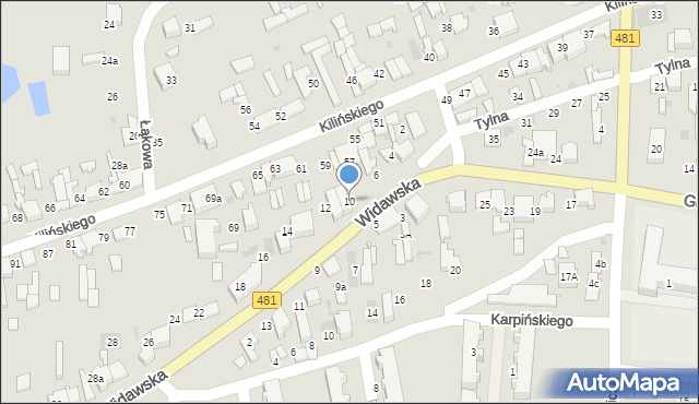 Łask, Widawska, 10, mapa Łask