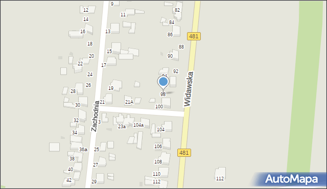 Łask, Widawska, 98, mapa Łask