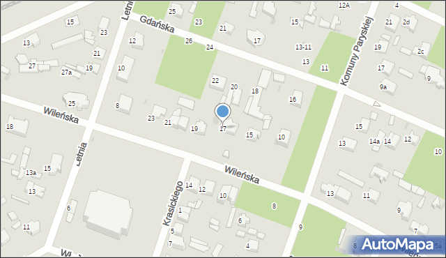 Łask, Wileńska, 17, mapa Łask
