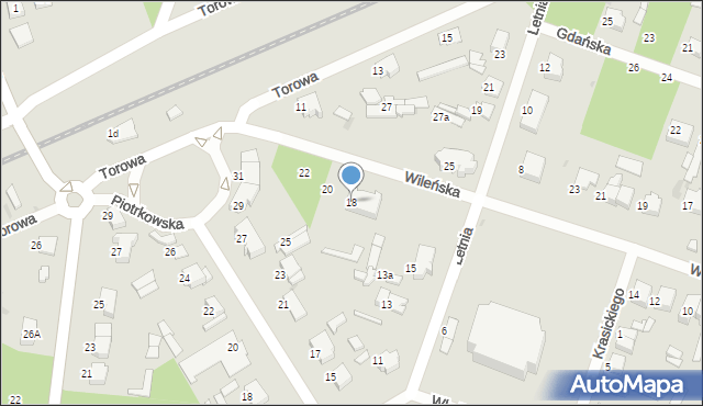 Łask, Wileńska, 18, mapa Łask