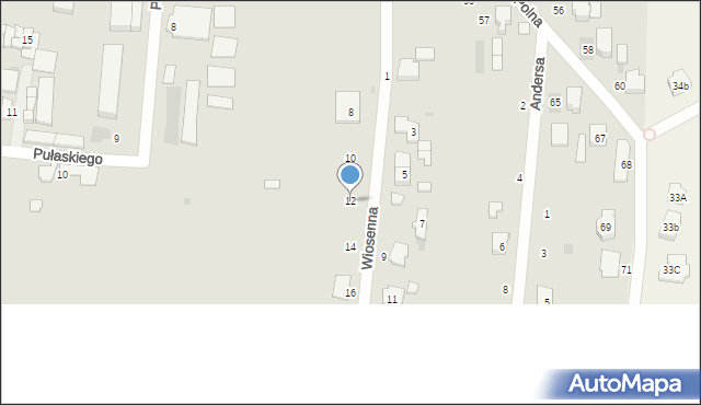 Łask, Wiosenna, 12, mapa Łask