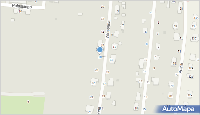 Łask, Wiosenna, 18, mapa Łask
