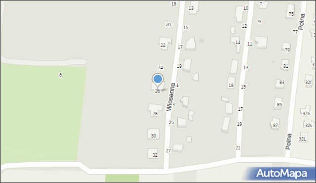 Łask, Wiosenna, 26, mapa Łask