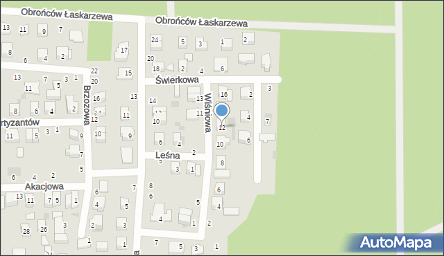 Łaskarzew, Wiśniowa, 12, mapa Łaskarzew