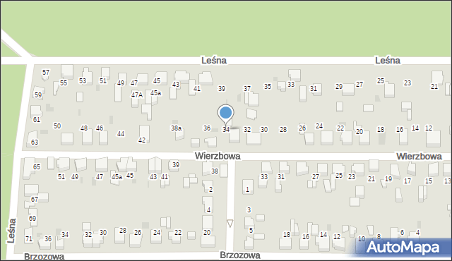Łaziska Górne, Wierzbowa, 34, mapa Łaziska Górne