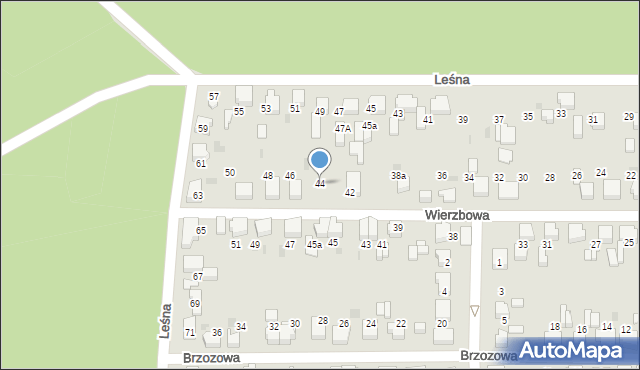 Łaziska Górne, Wierzbowa, 44, mapa Łaziska Górne