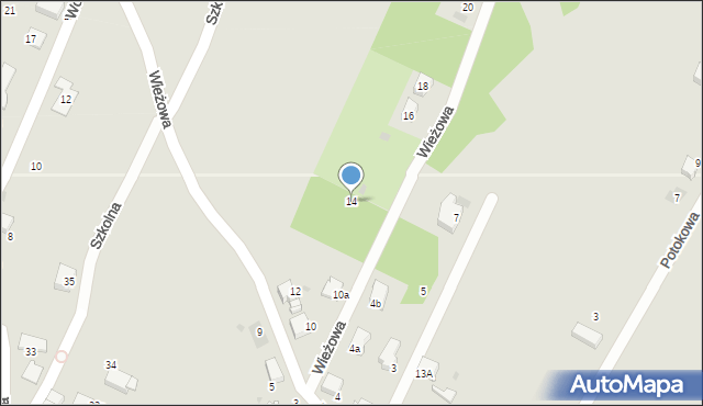 Łaziska Górne, Wieżowa, 14, mapa Łaziska Górne