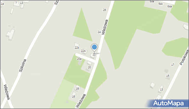 Łaziska Górne, Wieżowa, 22, mapa Łaziska Górne