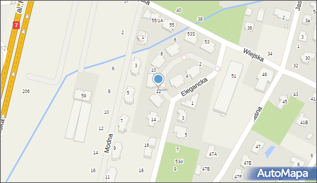 Łazy, Wiejska, 53o, mapa Łazy