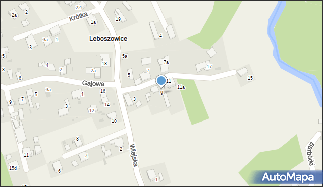 Leboszowice, Wiejska, 9, mapa Leboszowice