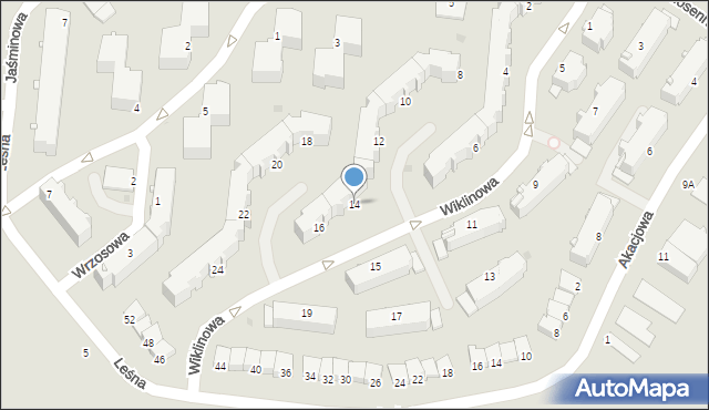 Łęczna, Wiklinowa, 14, mapa Łęczna