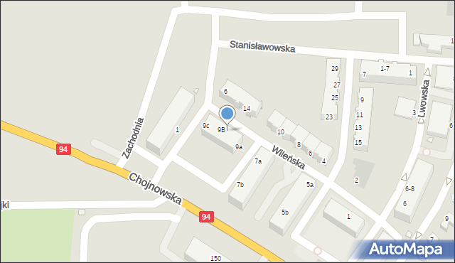Legnica, Wileńska, 9a-b-c, mapa Legnicy