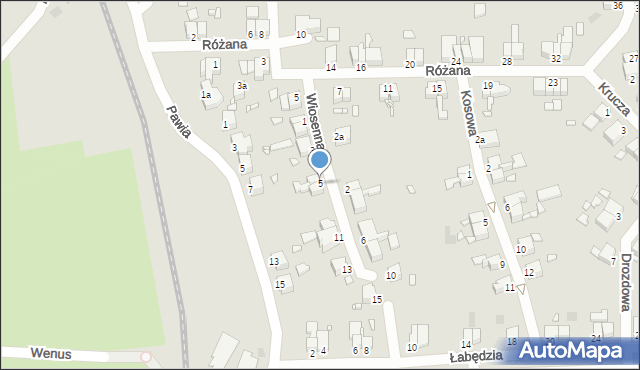 Legnica, Wiosenna, 5, mapa Legnicy